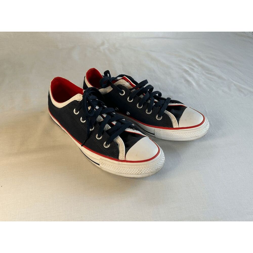 Women's Converse All Star Low Top Sneakers, Blue/White Canvas Lace-Up, Size 9